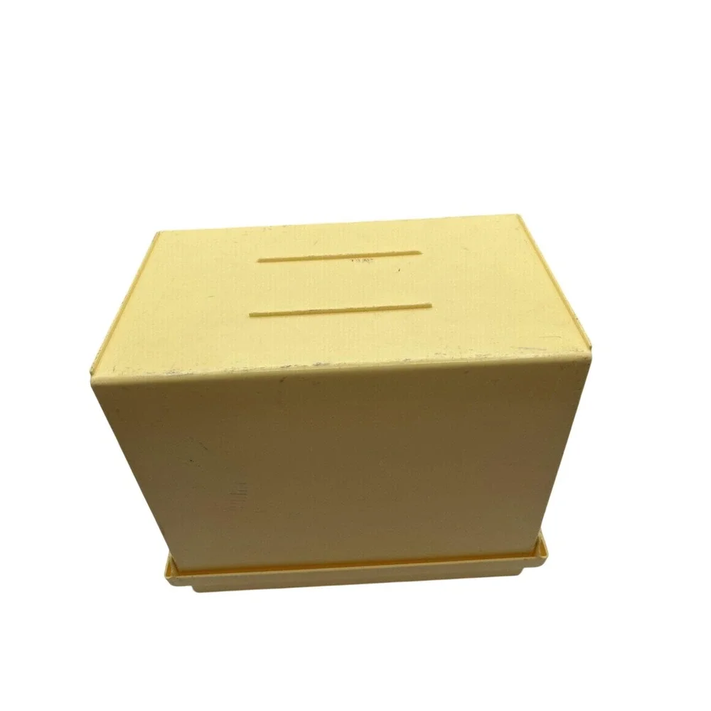 Oxford File-It Portable File Box Large Yellow Plastic Vintage Latch Handle 13x11